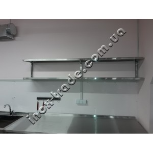 Полка настенная открытая двухуровневая из нержавеющей стали (1500х300х360)
